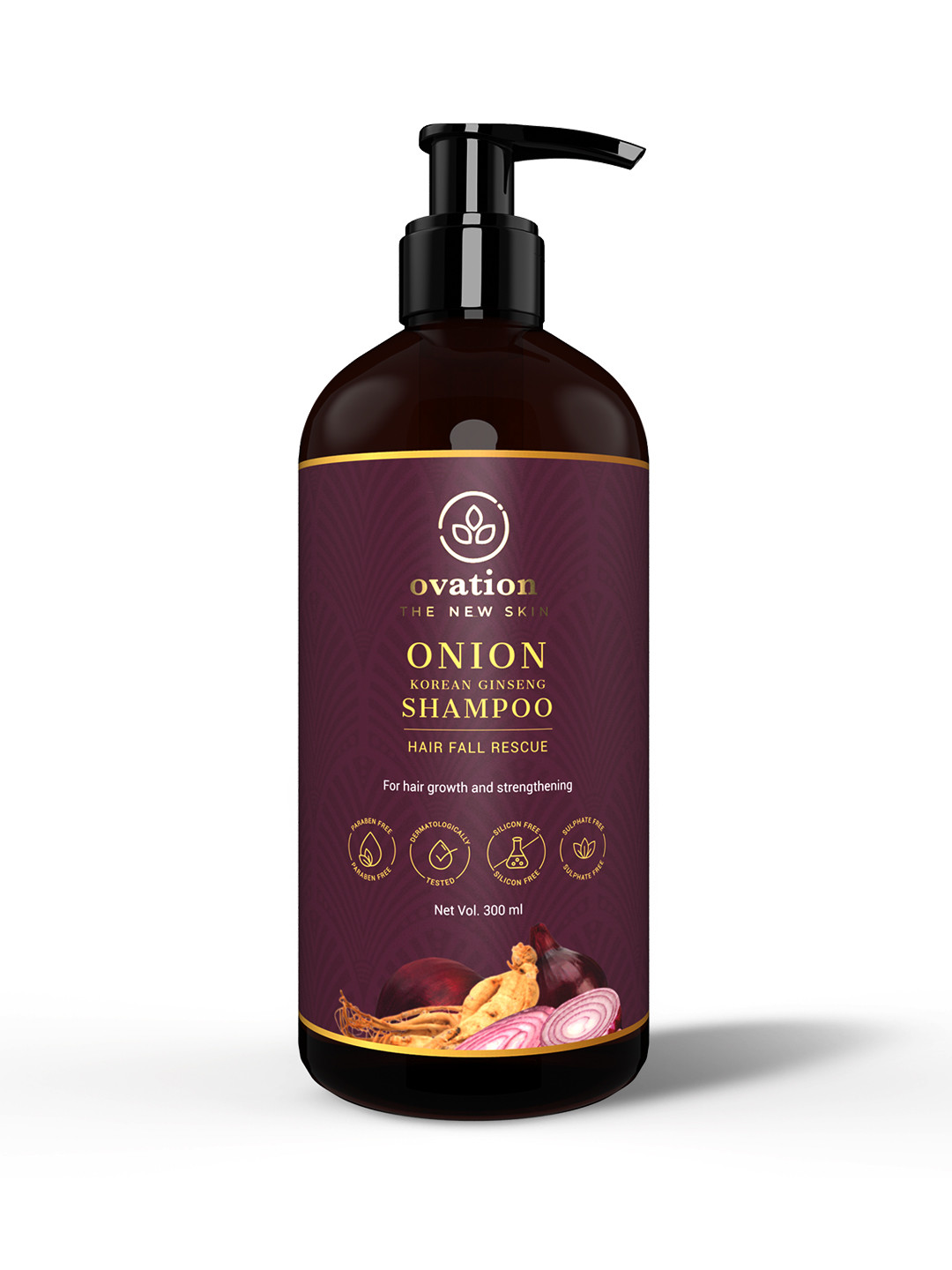 

ovation Onion Korean Ginseng Hair Shampoo - 300 ml, Transparent