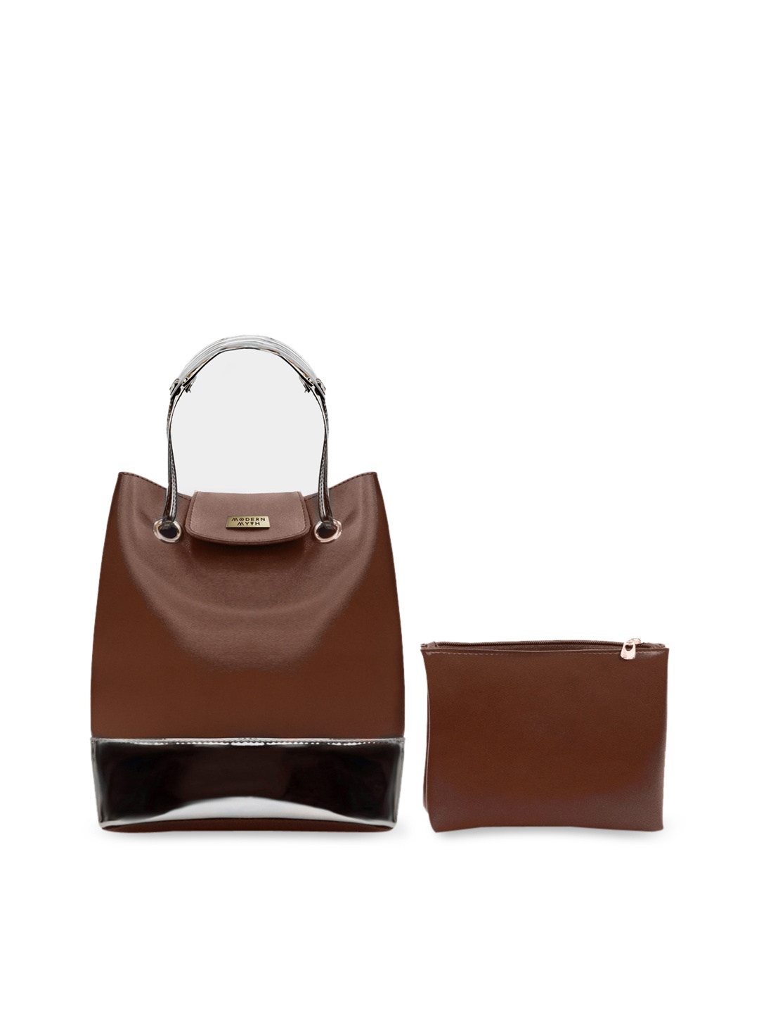 

MODERN MYTH Brown PU Bucket Shoulder Bag