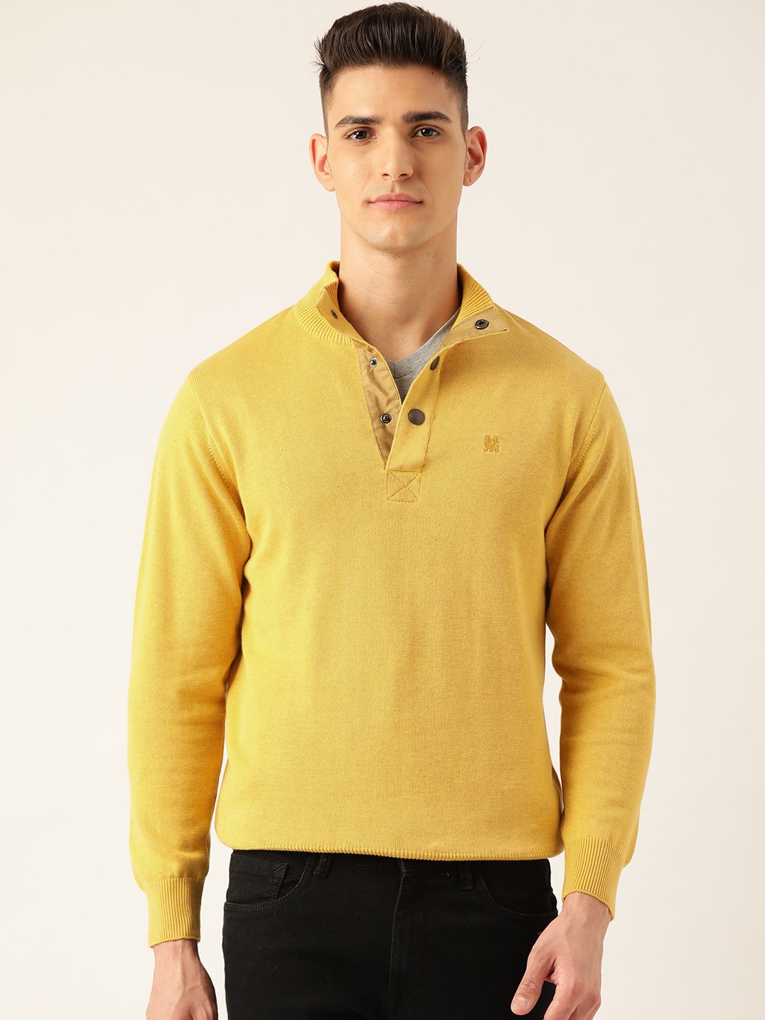 

Monte Carlo Men Mustard Yellow Solid Pullover