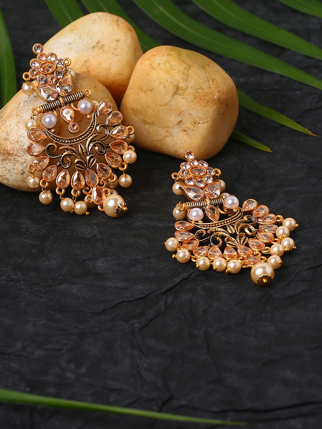 

justpeachy Gold-Toned Contemporary Drop Earrings