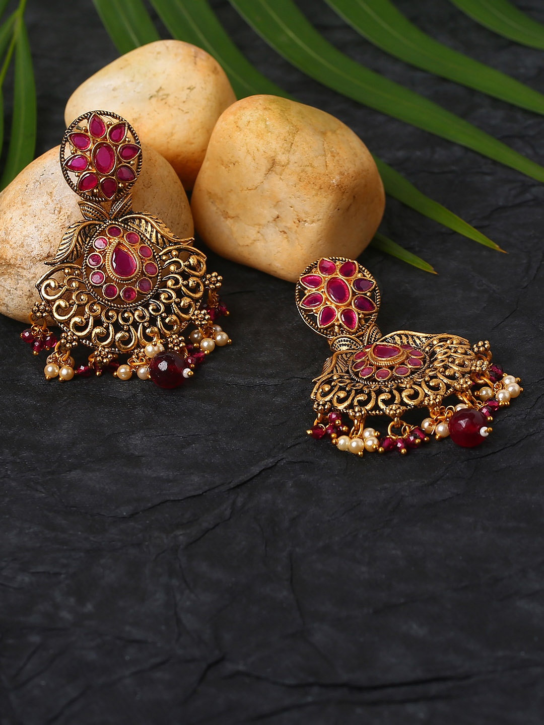 

Justpeachy Red Contemporary Drop Earrings
