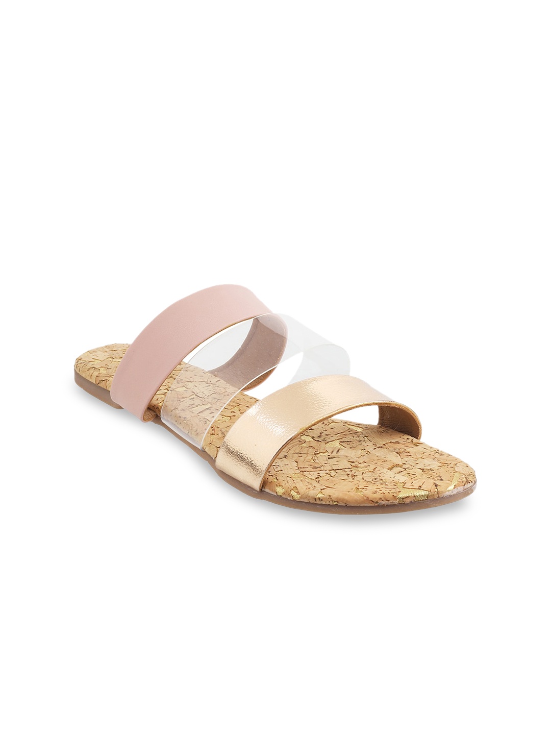 

Mochi Women Gold-Toned Open Toe Flats