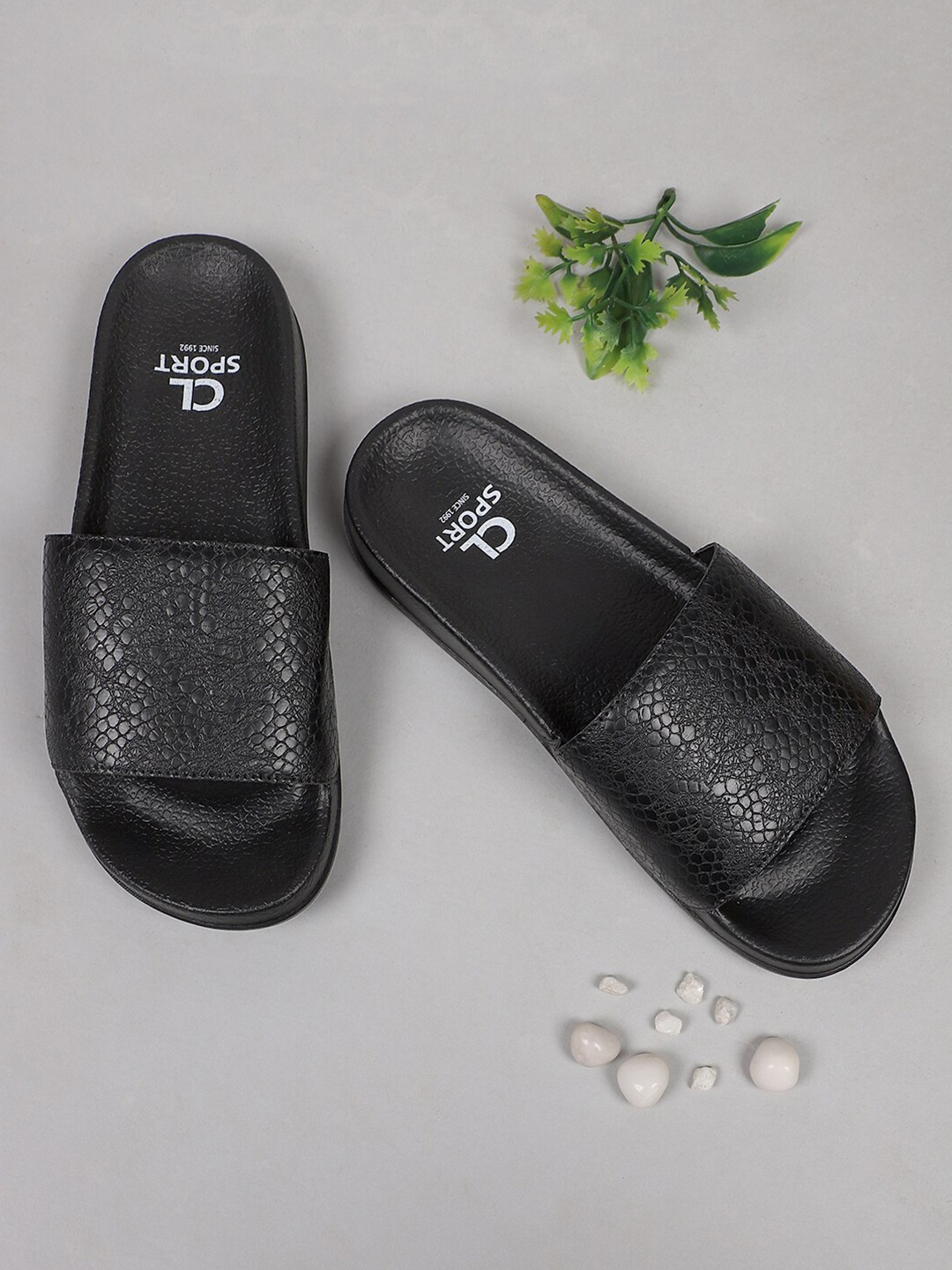 

Carlton London sports Women Black Textured Sliders