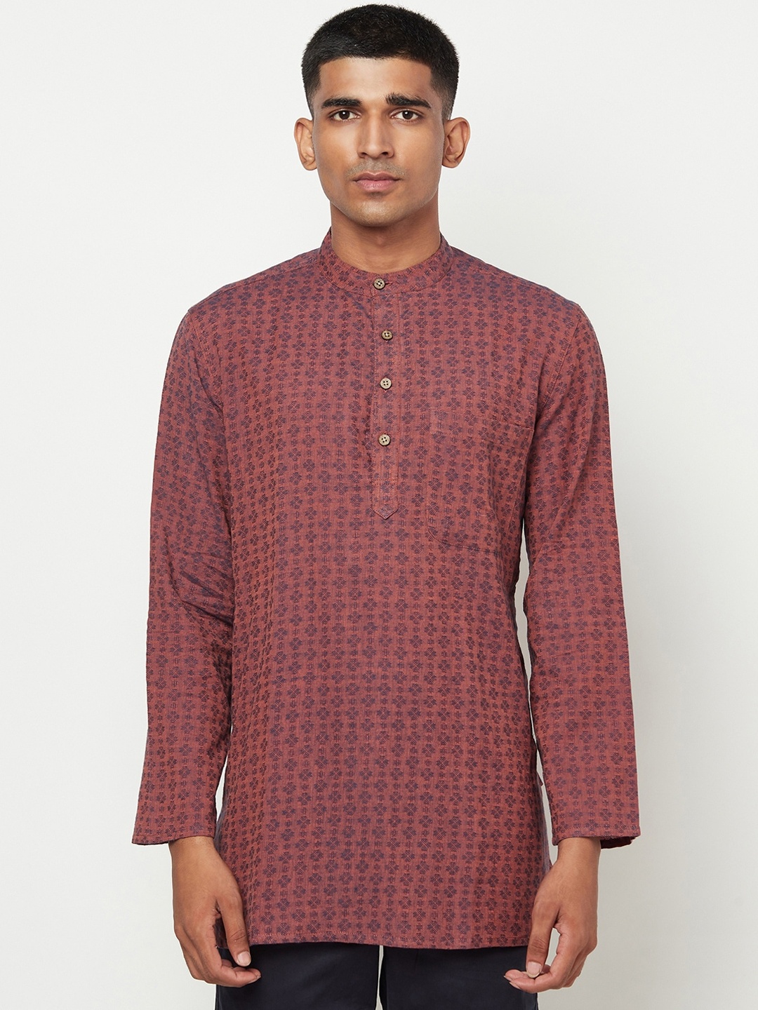 

Fabindia Men Red Geometric Printed Kurta