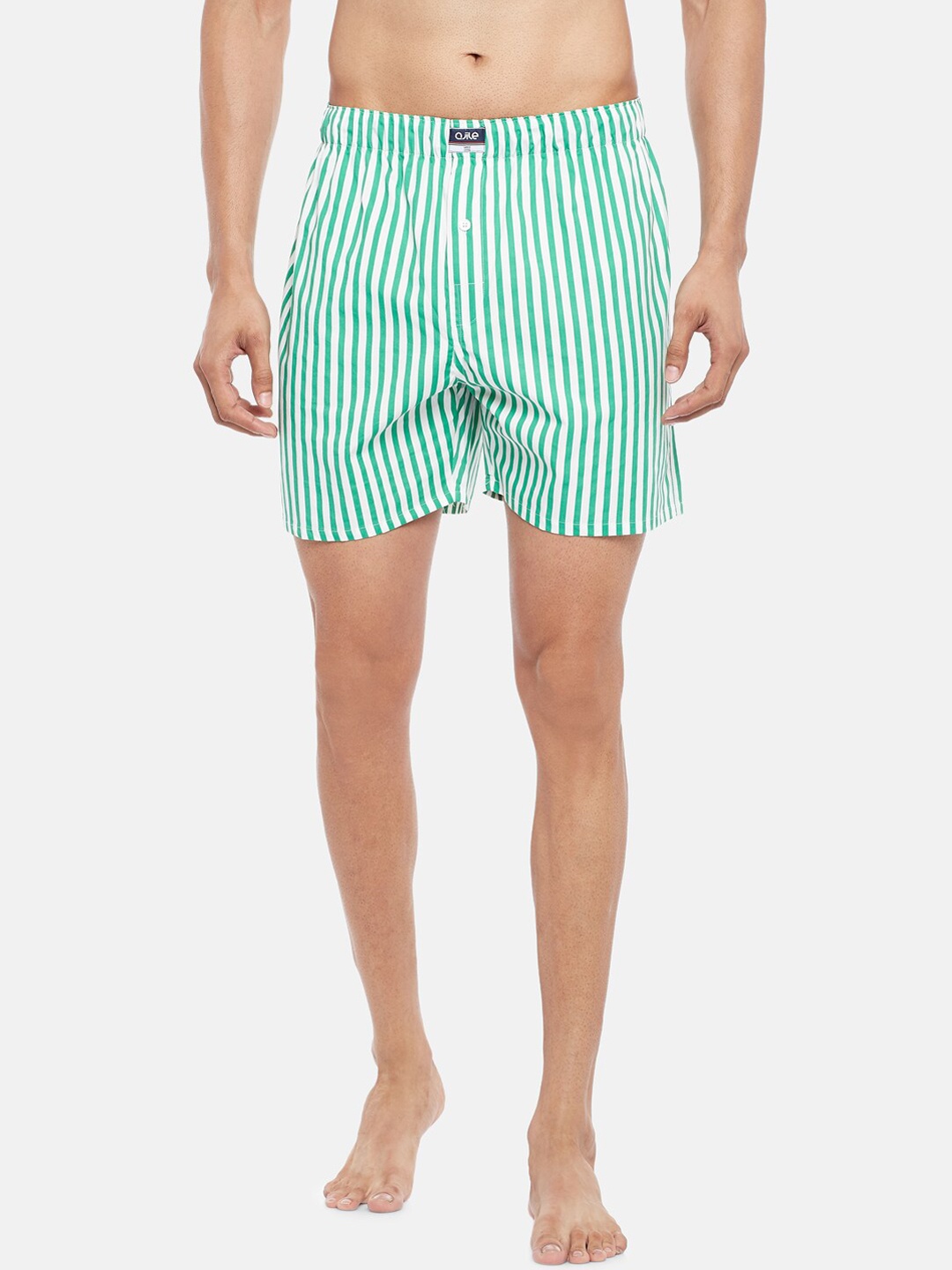 

Ajile by Pantaloons Men Green & White Striped Pure Cotton Boxers 8905172701712