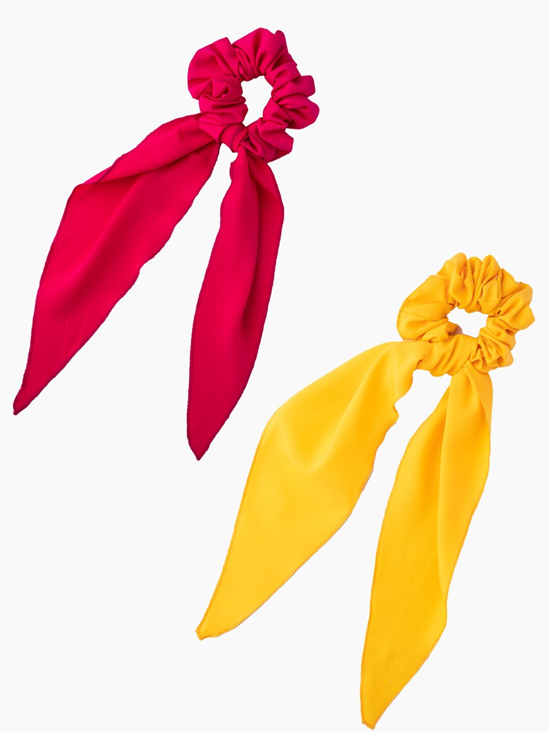 

DEEBACO Women Pink & Yellow Set of 2 Ponytail Holders
