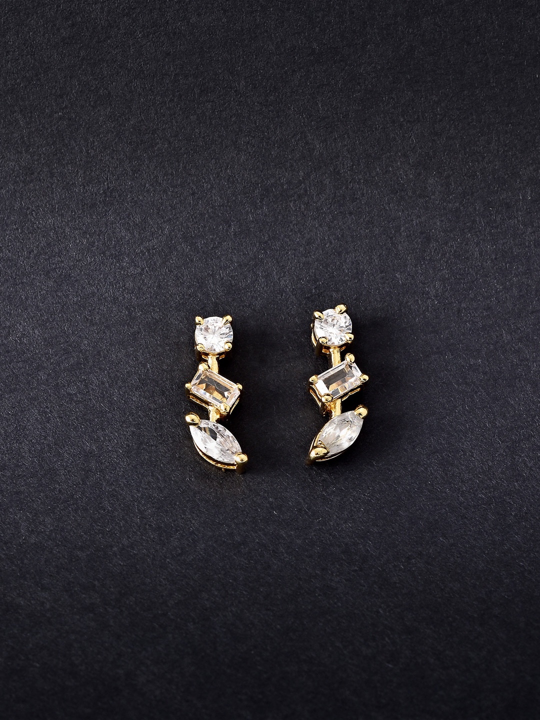 

MINUTIAE Gold-Plated & White Geometric Studs