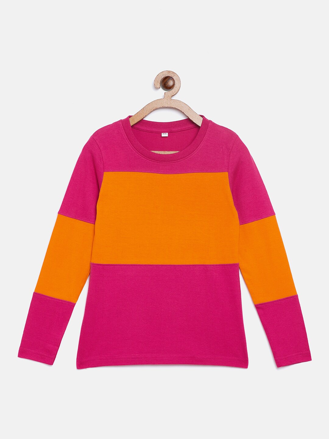 

LILCLAN - BY THE DRY STATE Girls Pink & Mustard Yellow Colourblocked T-shirt