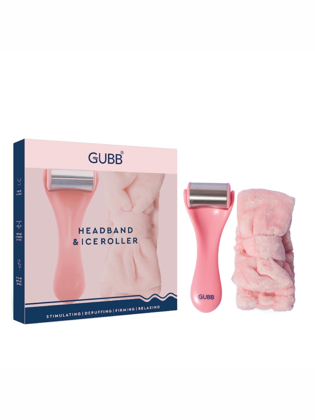 

GUBB Pink Set of 2 Ice Roller for Face and Eye Roller & Headband