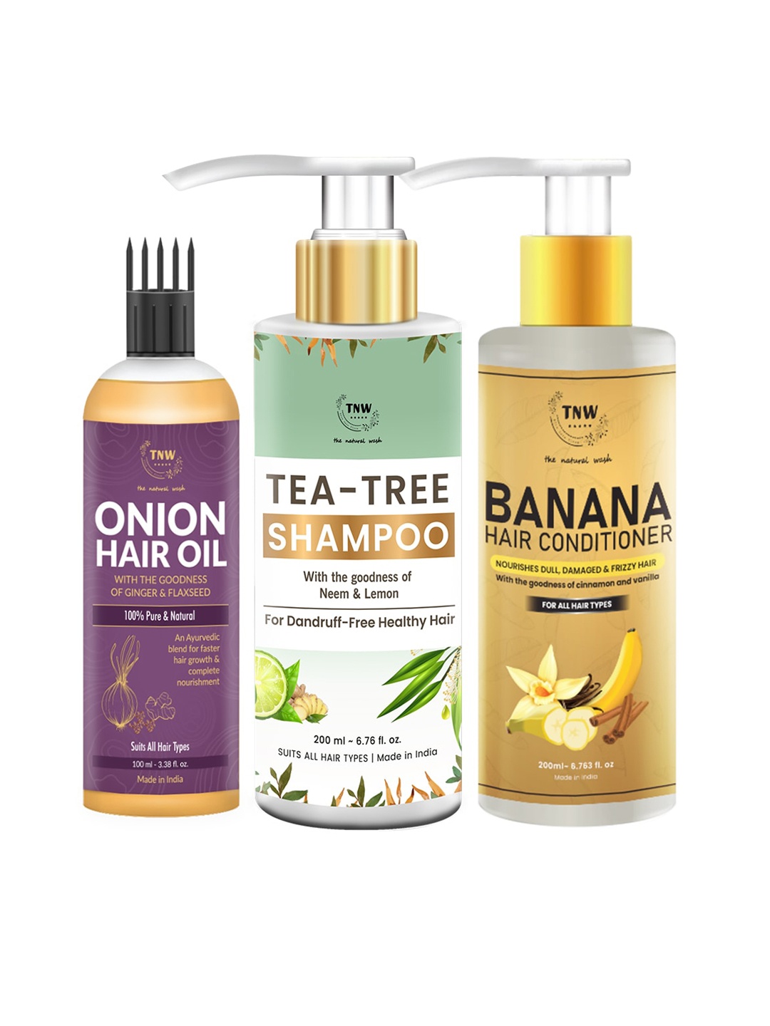 

TNW the natural wash Tea Tree Shampoo Onion Hair Oil & Banana Conditioner Combo, White