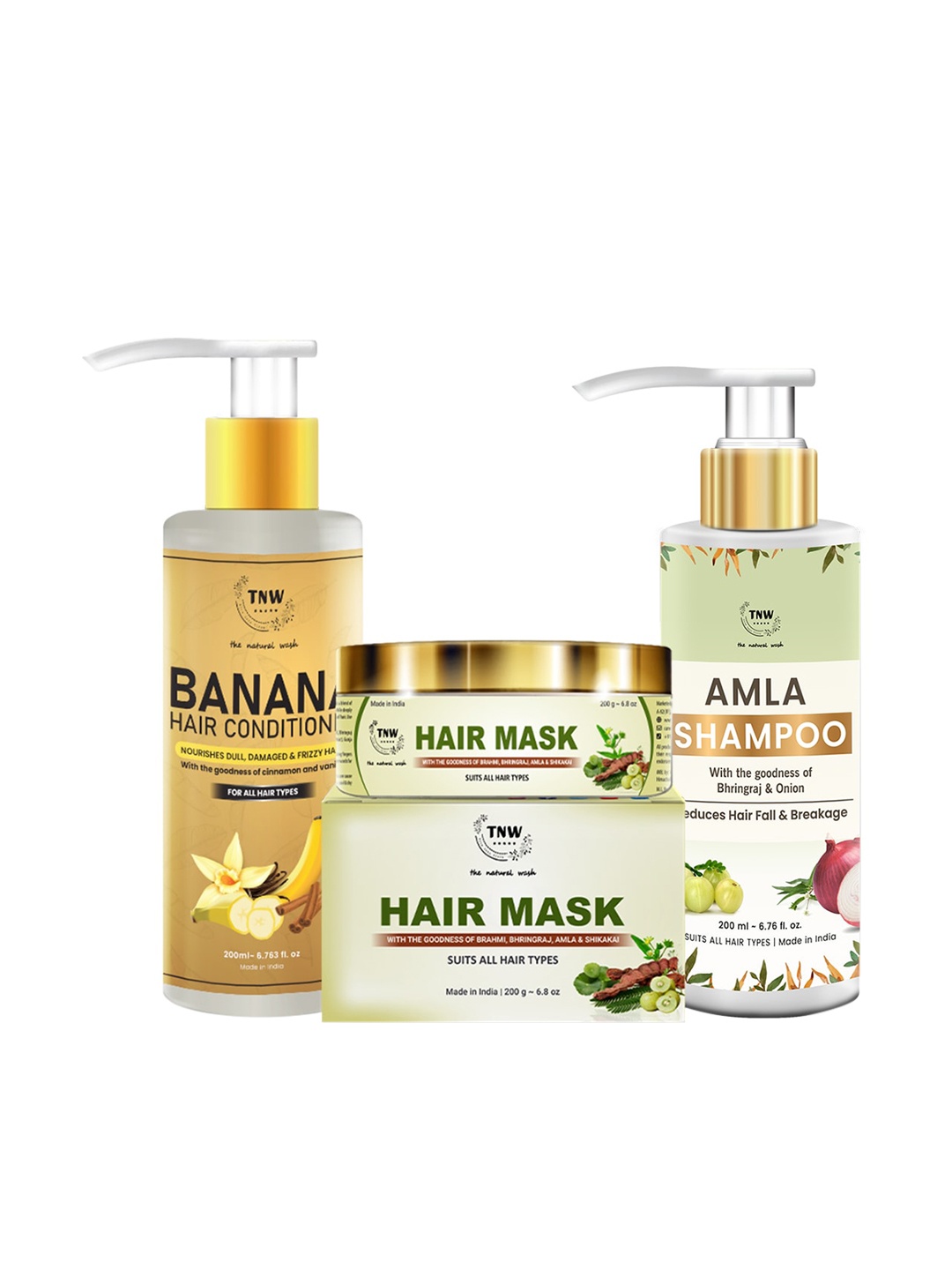 

TNW the natural wash Set of 3 Amla Shampoo - Banana Conditioner & Amla Hair Mask, White