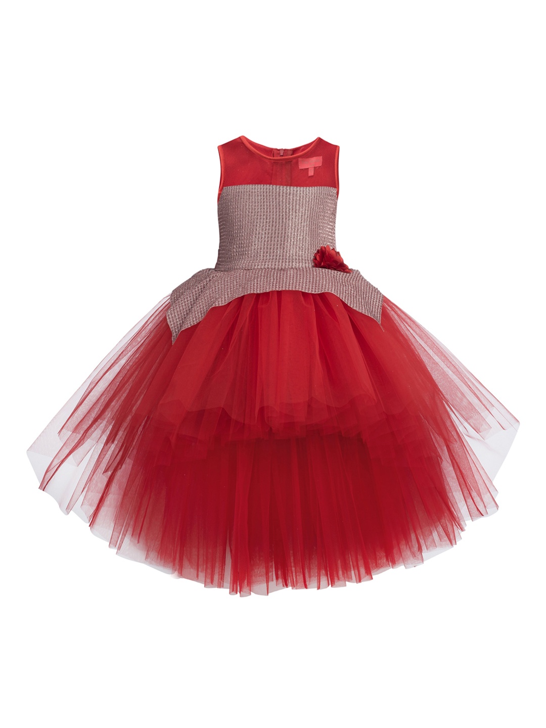 

Toy Balloon Girls Red Embellished Hi-Low Party Wear Dress