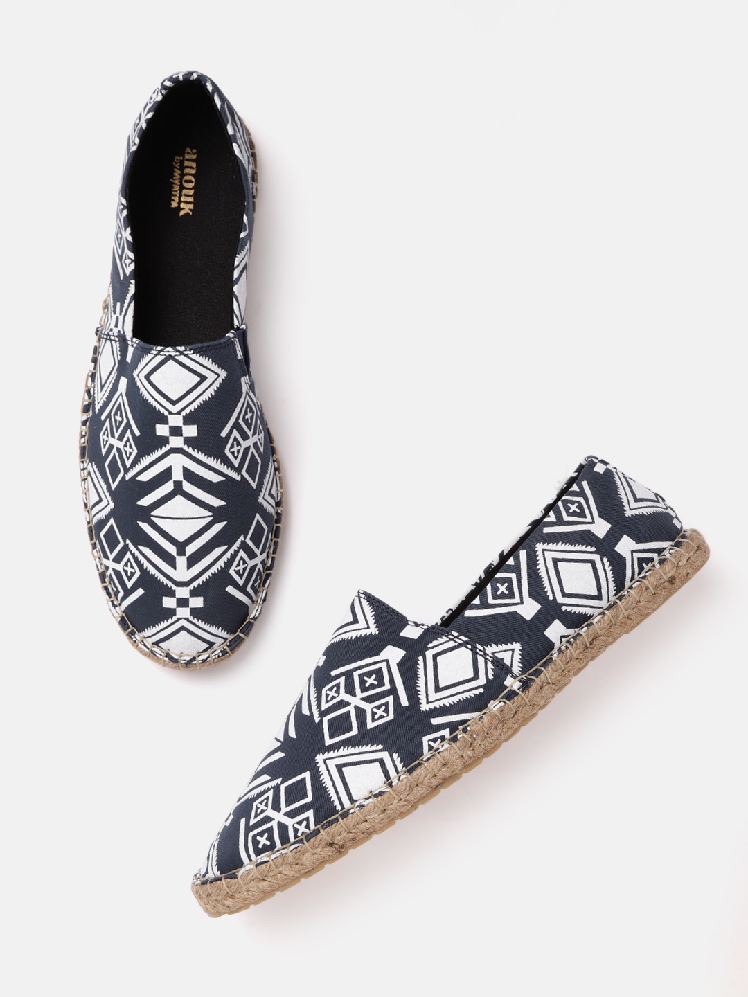 

Anouk Men Navy Blue & White Geometric Print Espadrilles