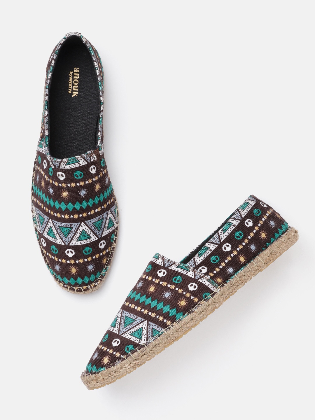 

Anouk Men Coffee Brown & White Printed Espadrilles