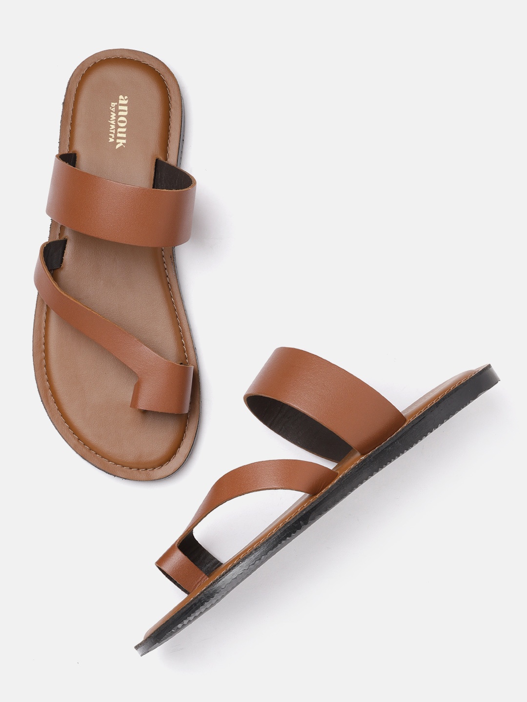 

Anouk Men Tan Brown Solid One Toe Handcrafted Comfort Sandals