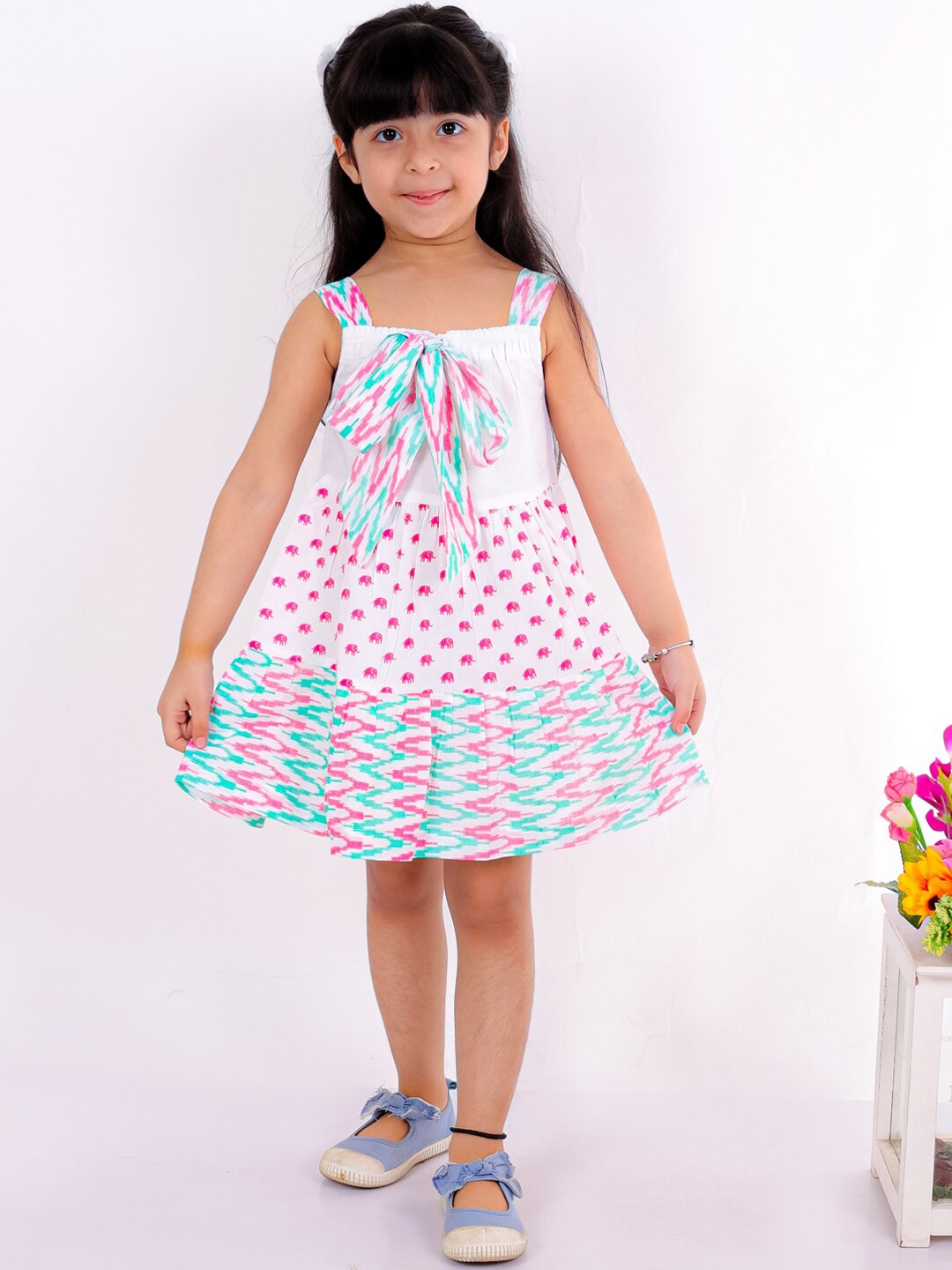 

LIL DRAMA Multicoloured Cotton A-Line Dress, Multi