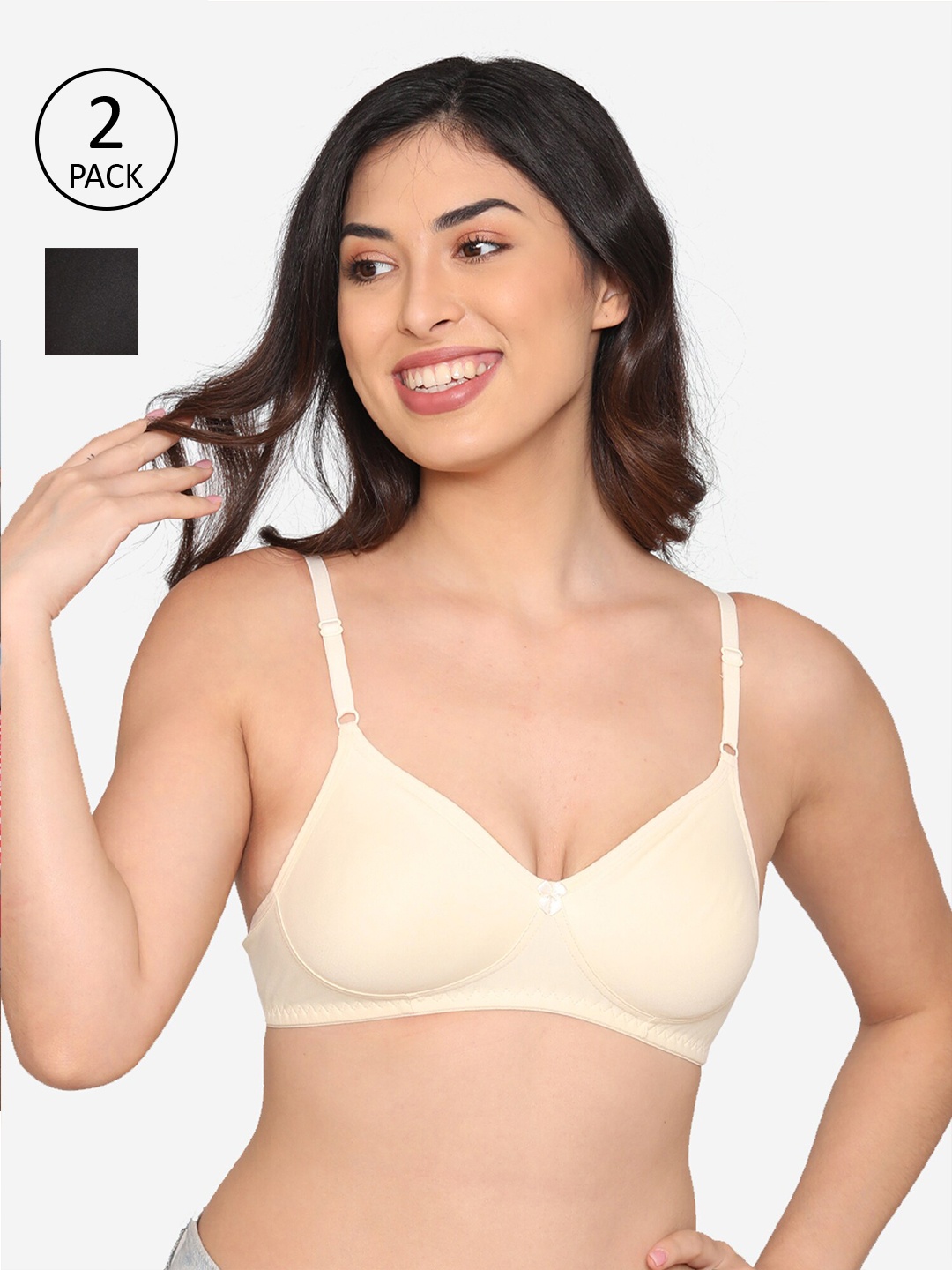 

Kalyani Pack of 2 Cotton Non-Padded & Non-Wired T-shirt Bras 5020, Beige