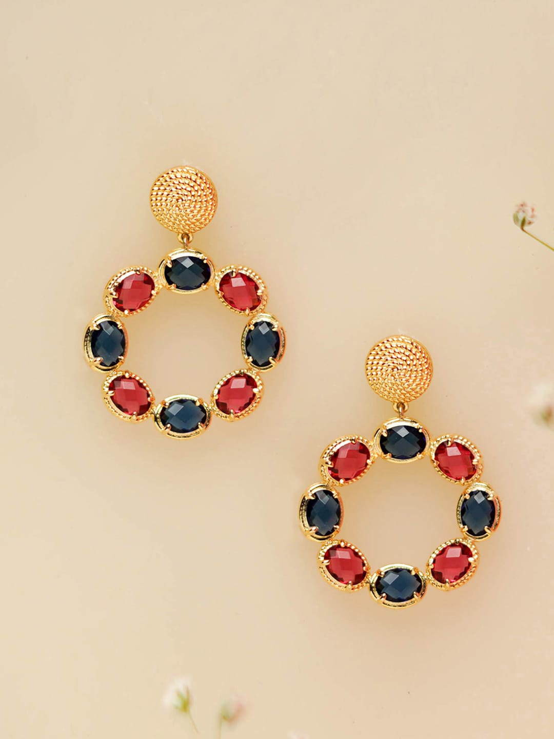 

March by FableStreet Gold-Toned Circular Drop Earrings