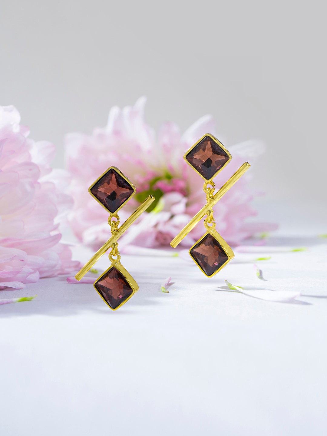 

March by FableStreet Gold-Toned Geometric Studs Earrings