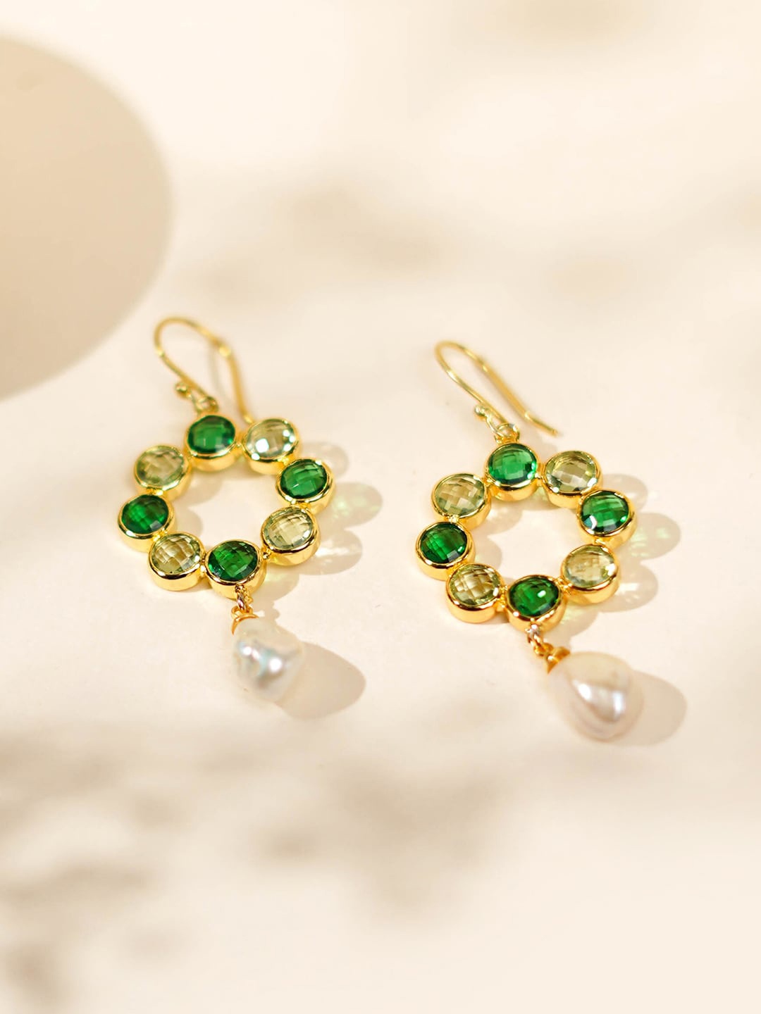 

March by FableStreet Gold-Toned Circular Drop Earrings