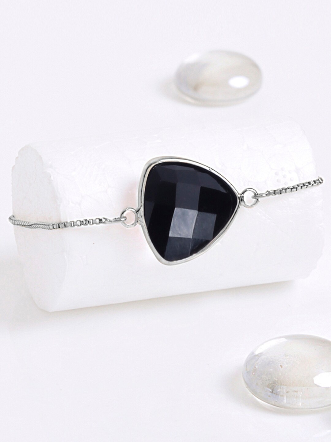 

Mikoto by FableStreet Women Silver-Toned & Black Brass Silver-Plated Charm Bracelet
