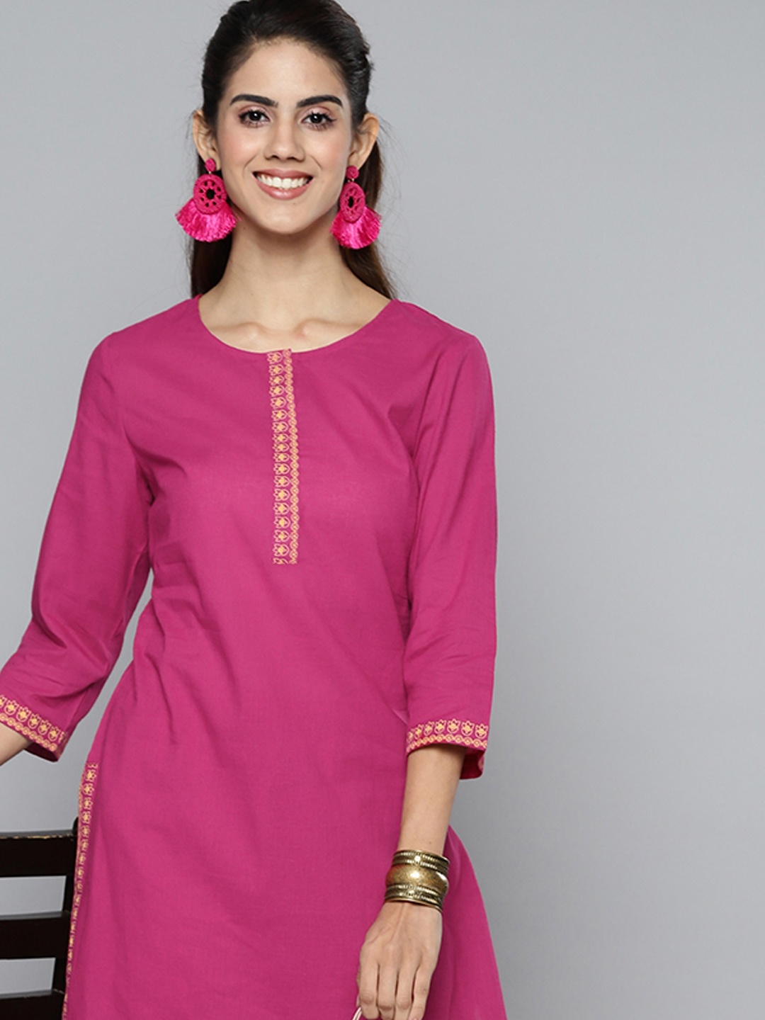 

HERE&NOW Women Pink Regular Kurta with Palazzos