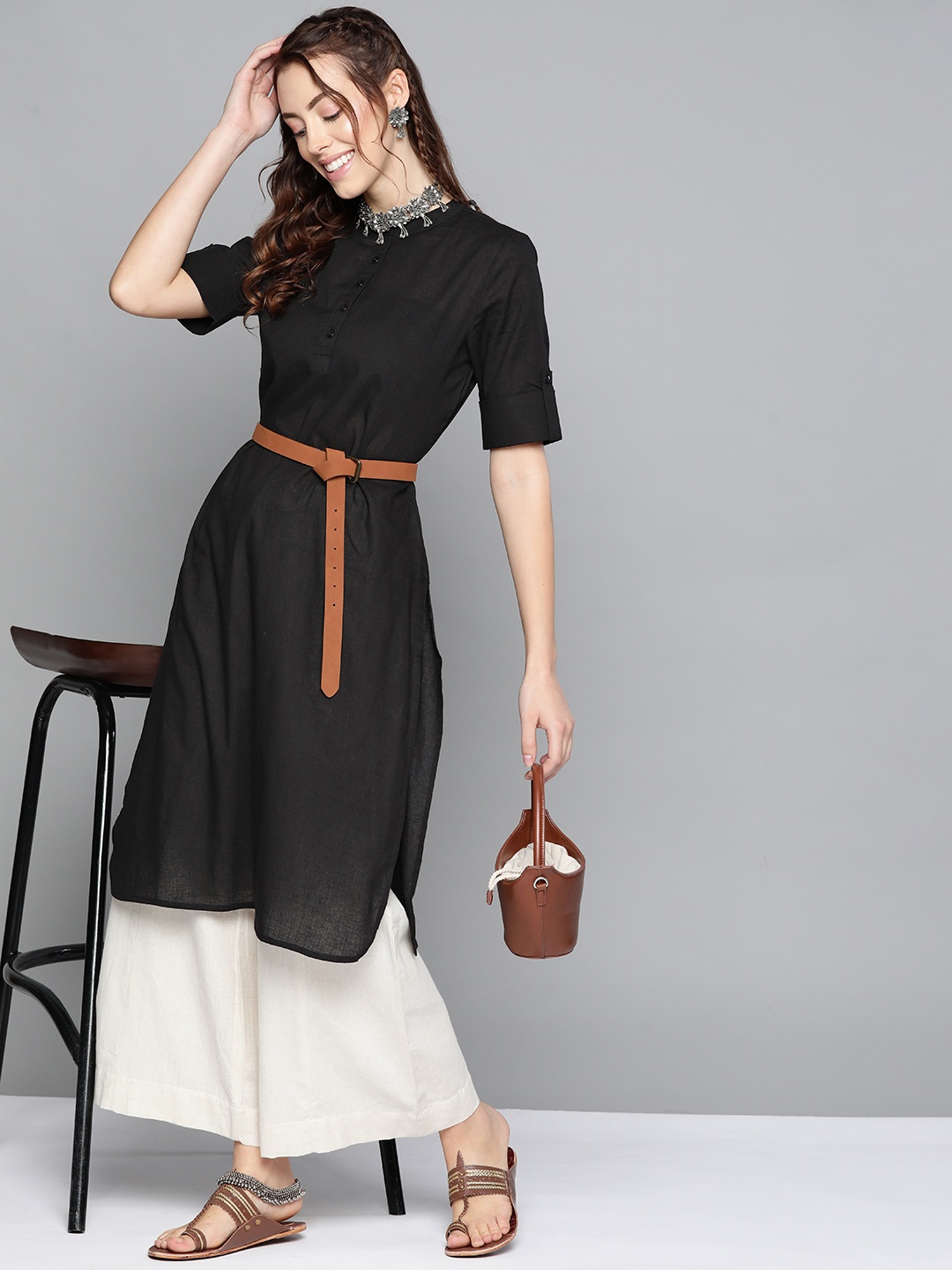

HERE&NOW Women Black Kurta