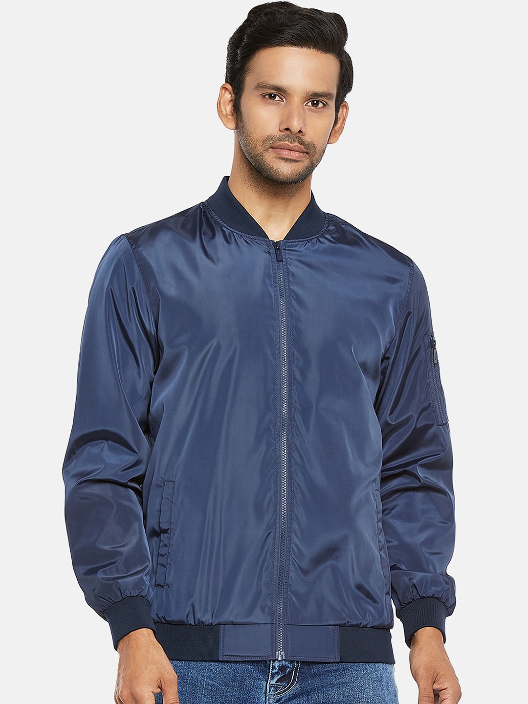 

SF JEANS by Pantaloons Men Blue Bomber Jacket