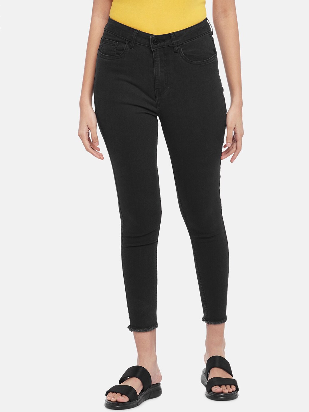 

People Women Black Skinny Fit Cropped Jeans