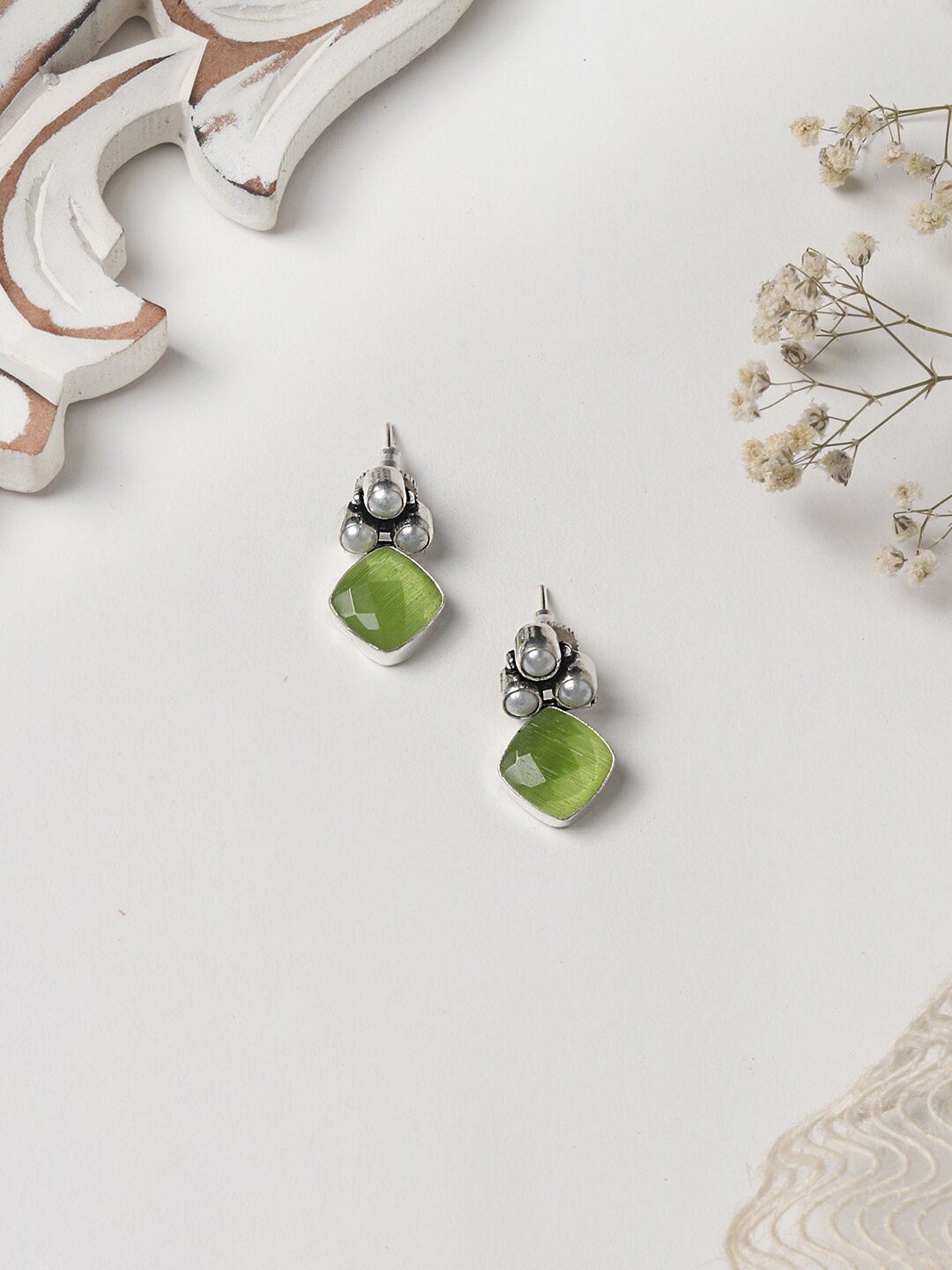 

TEEJH Silver-Plated Contemporary Drop Earrings