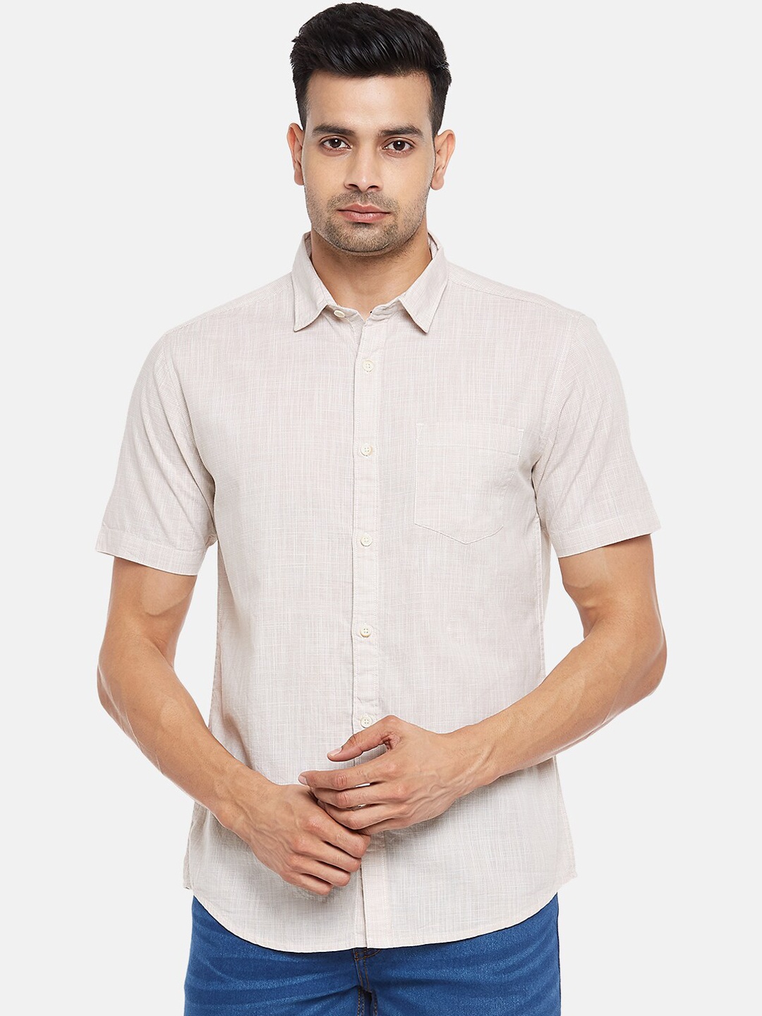 

BYFORD by Pantaloons Men Beige Opaque Casual Shirt