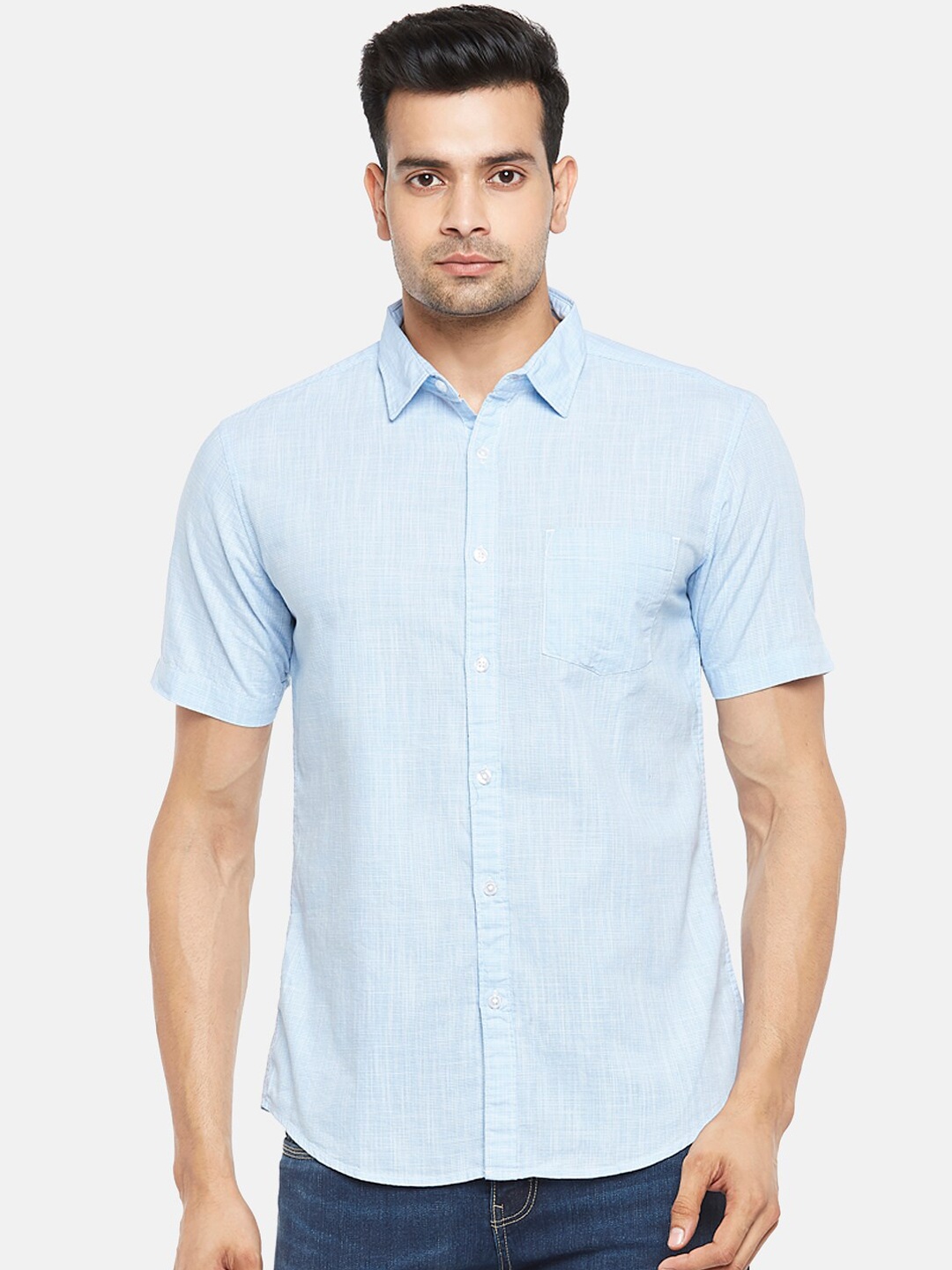 

BYFORD by Pantaloons Men Blue Opaque Casual Shirt
