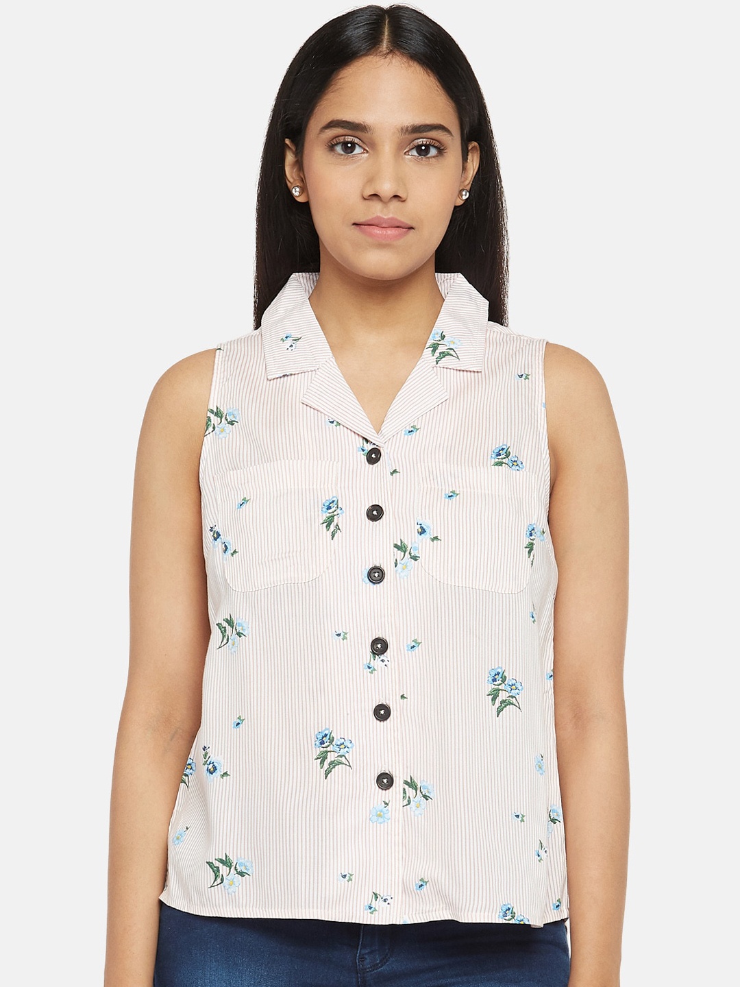 

People Women White & Yellow Floral Opaque Printed Casual Shirt