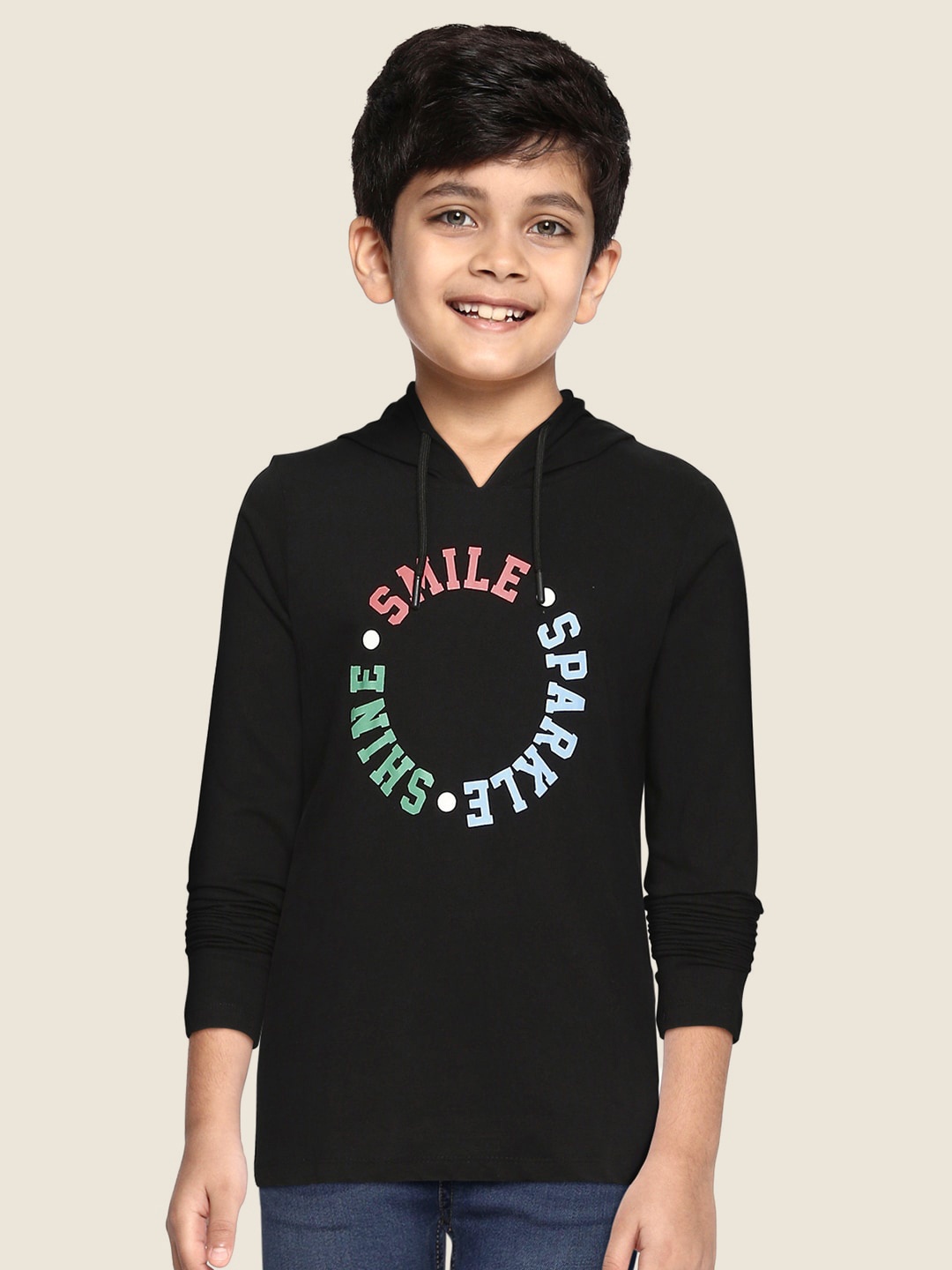 

HERE&NOW Boys Black Typography Printed T-shirt