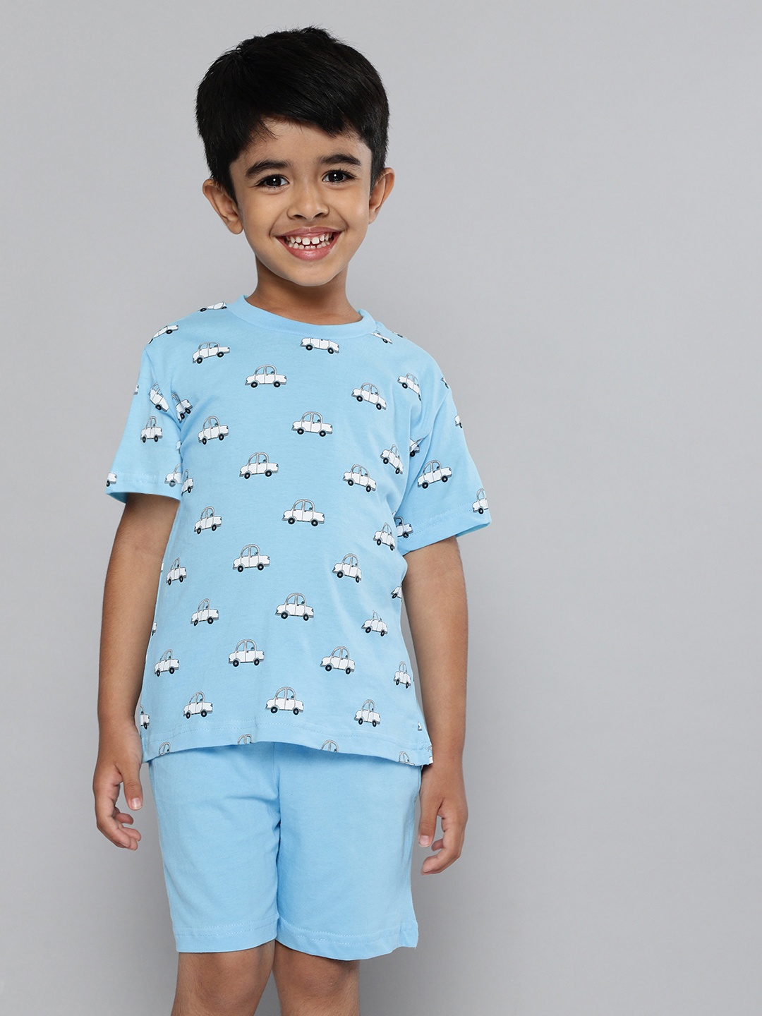 

HERE&NOW Boys Blue Printed Pure Cotton Night suit