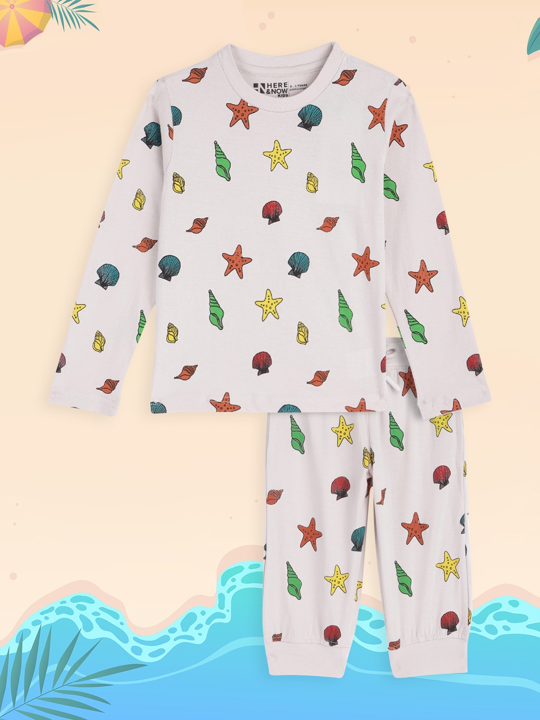 

HERE&NOW Boys Multicoloured Printed Pure Cotton Night suit, Multi