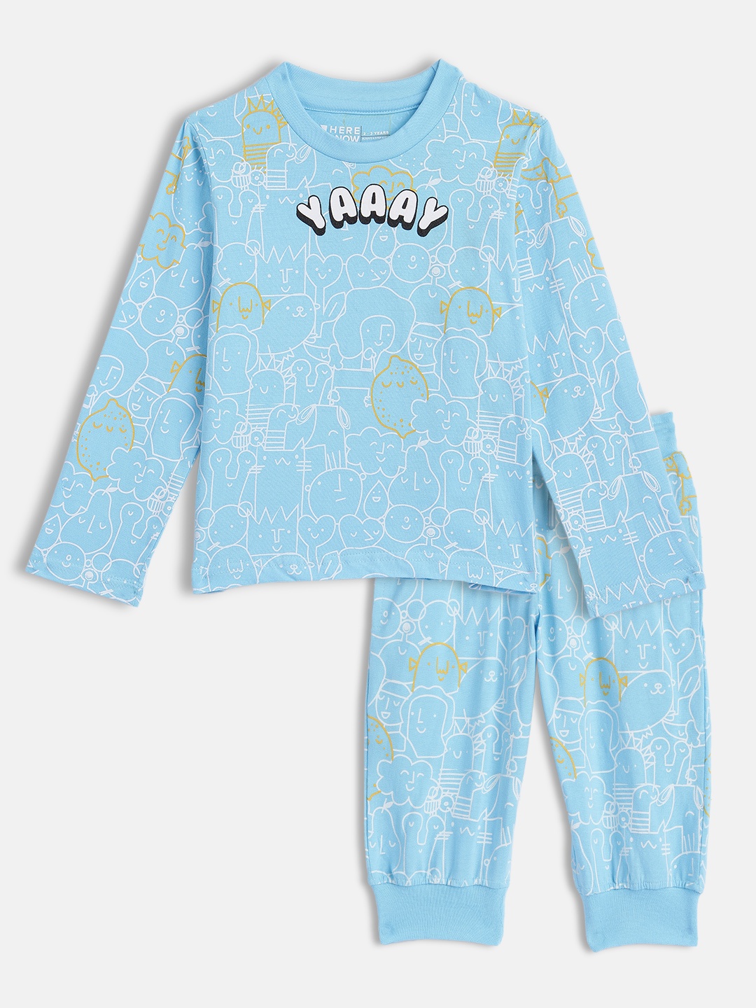 

HERE&NOW Boys Blue Printed Pure Cotton Night Suit