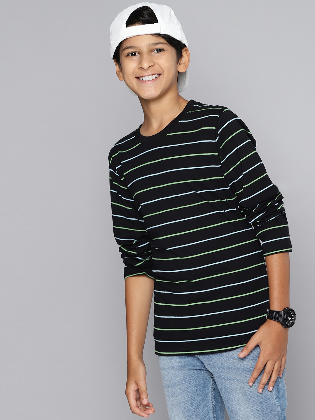 

HERE&NOW Boys Black Striped T-shirt
