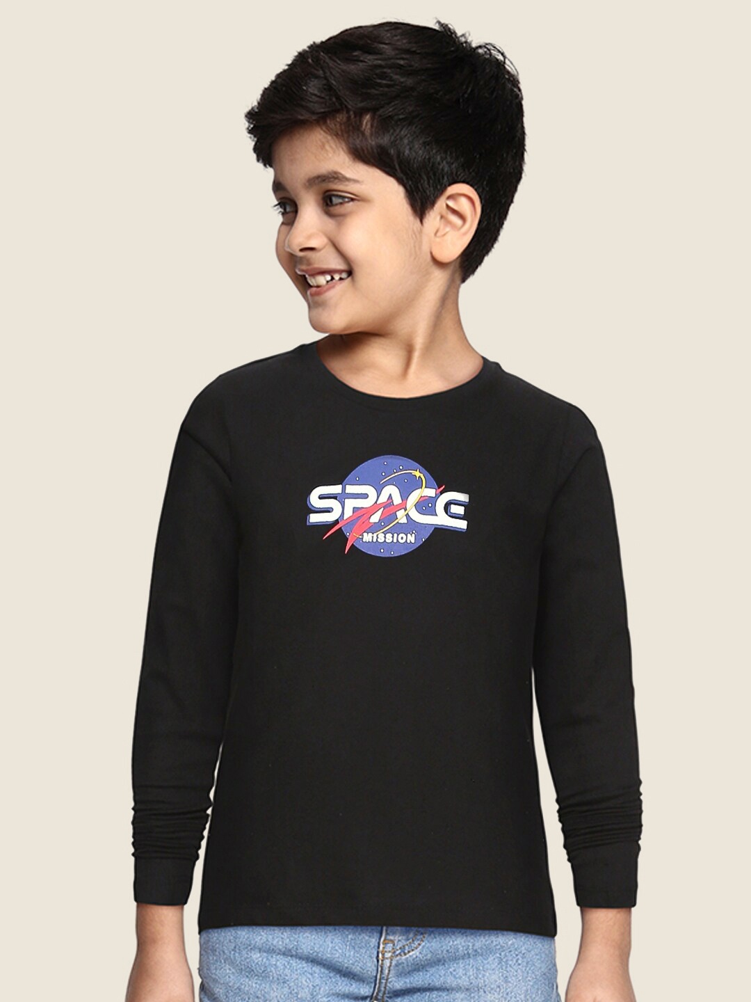 

HERE&NOW Boys Black Printed T-shirt