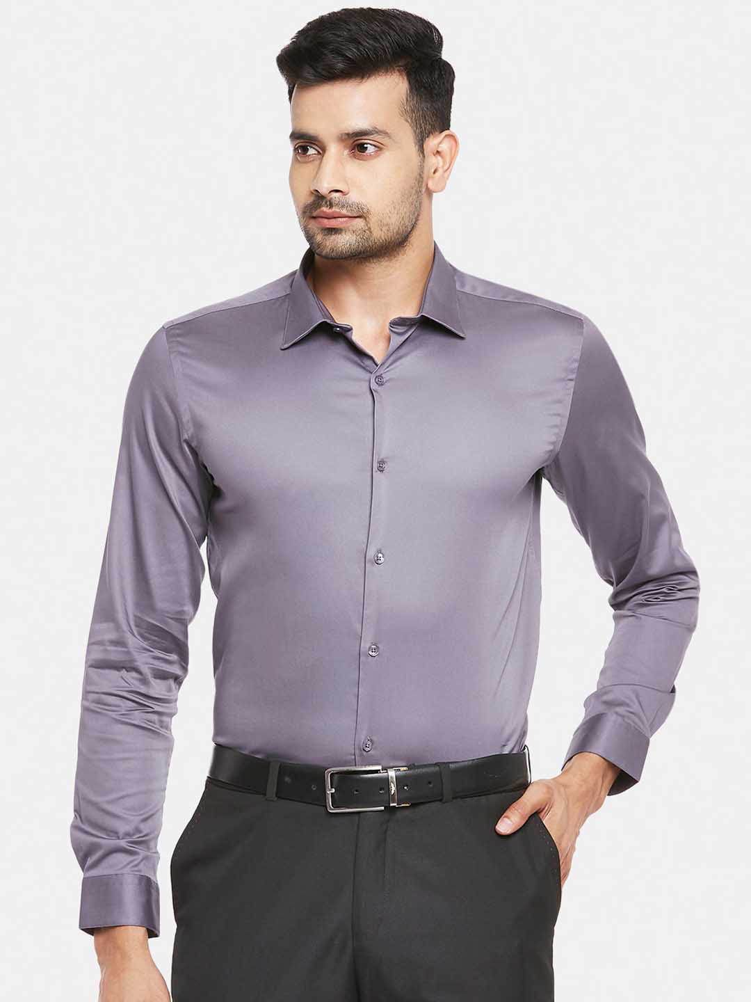

RICHARD PARKER by Pantaloons Men Grey Slim Fit Casual Shirt