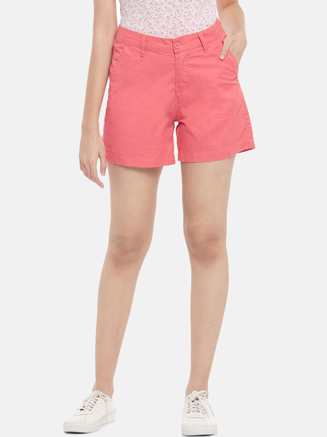 

Honey by Pantaloons Women Coral Cotton Regular Shorts