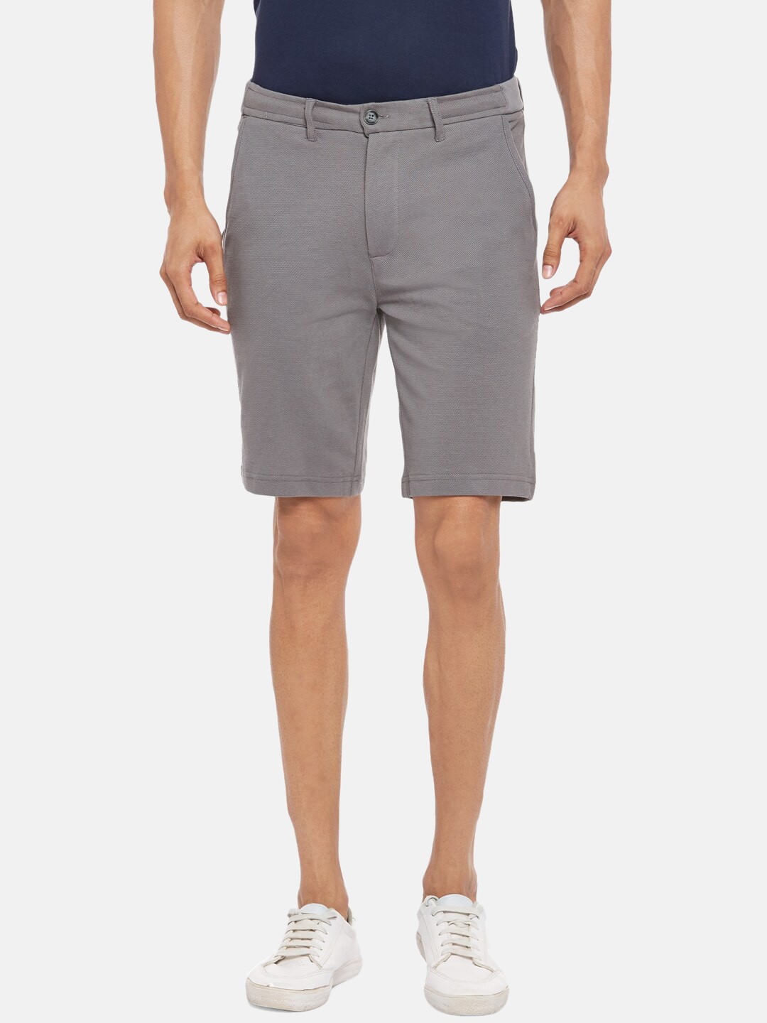 

BYFORD by Pantaloons Men Grey Slim Fit Low-Rise Regular Shorts