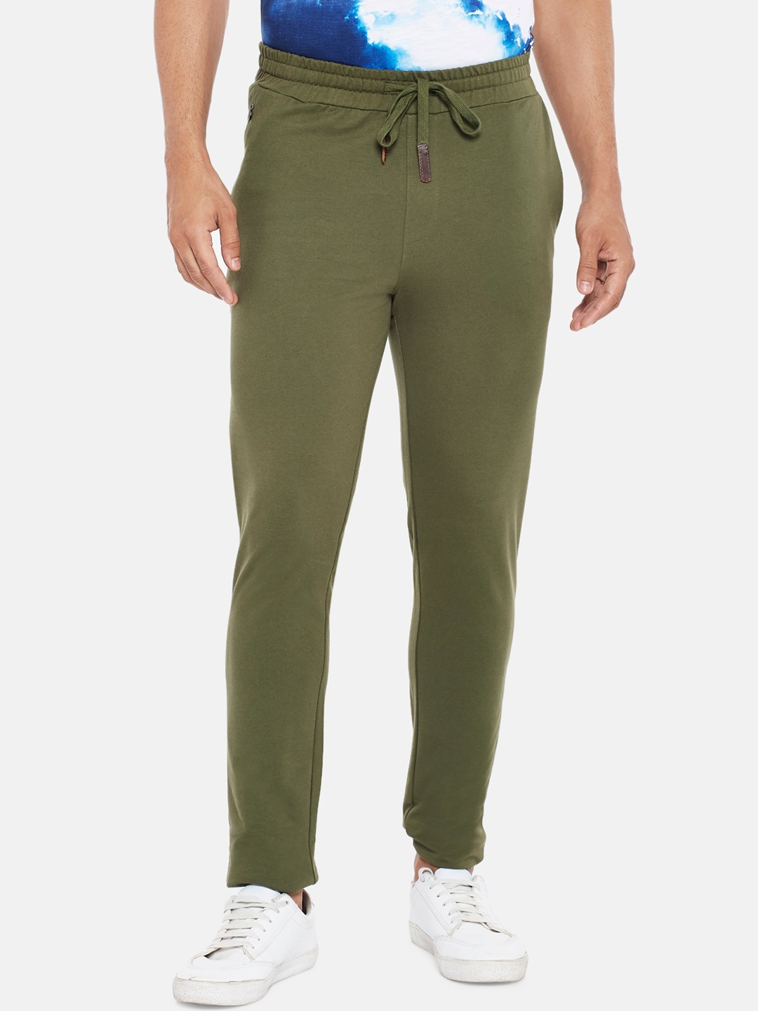 

Urban Ranger by pantaloons Men Olive Green Slim Fit Joggers Trousers