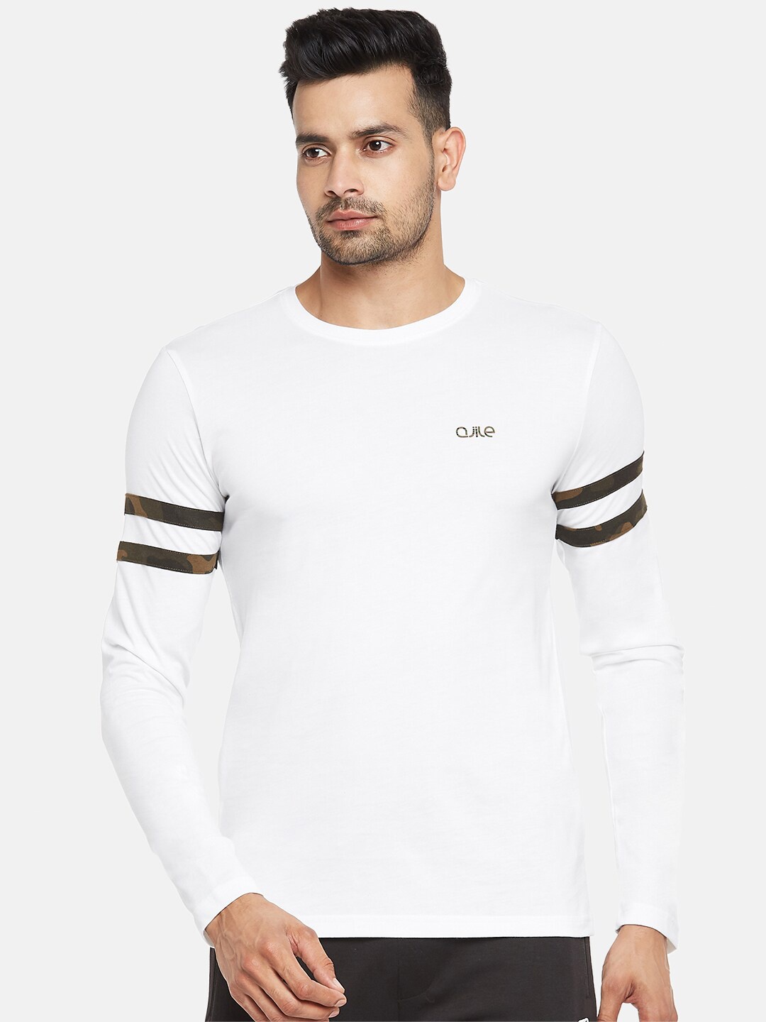 

Ajile by Pantaloons Men White Slim Fit T-shirt