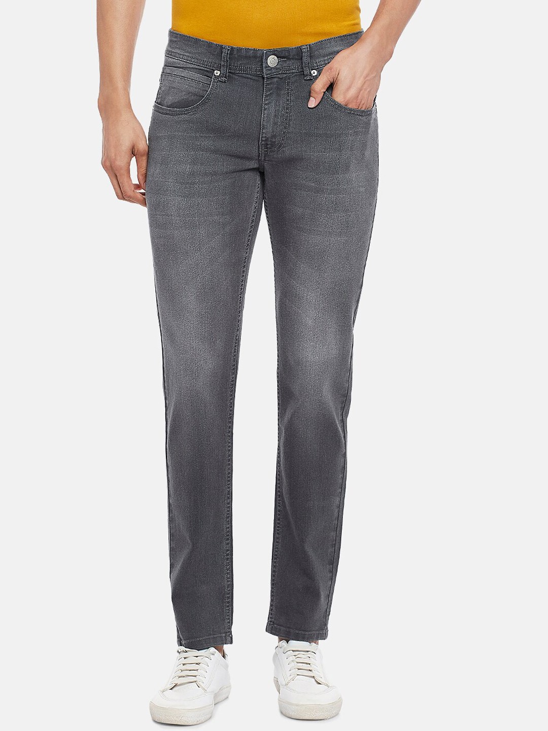

People Men Grey Slim Fit Light Fade Jeans