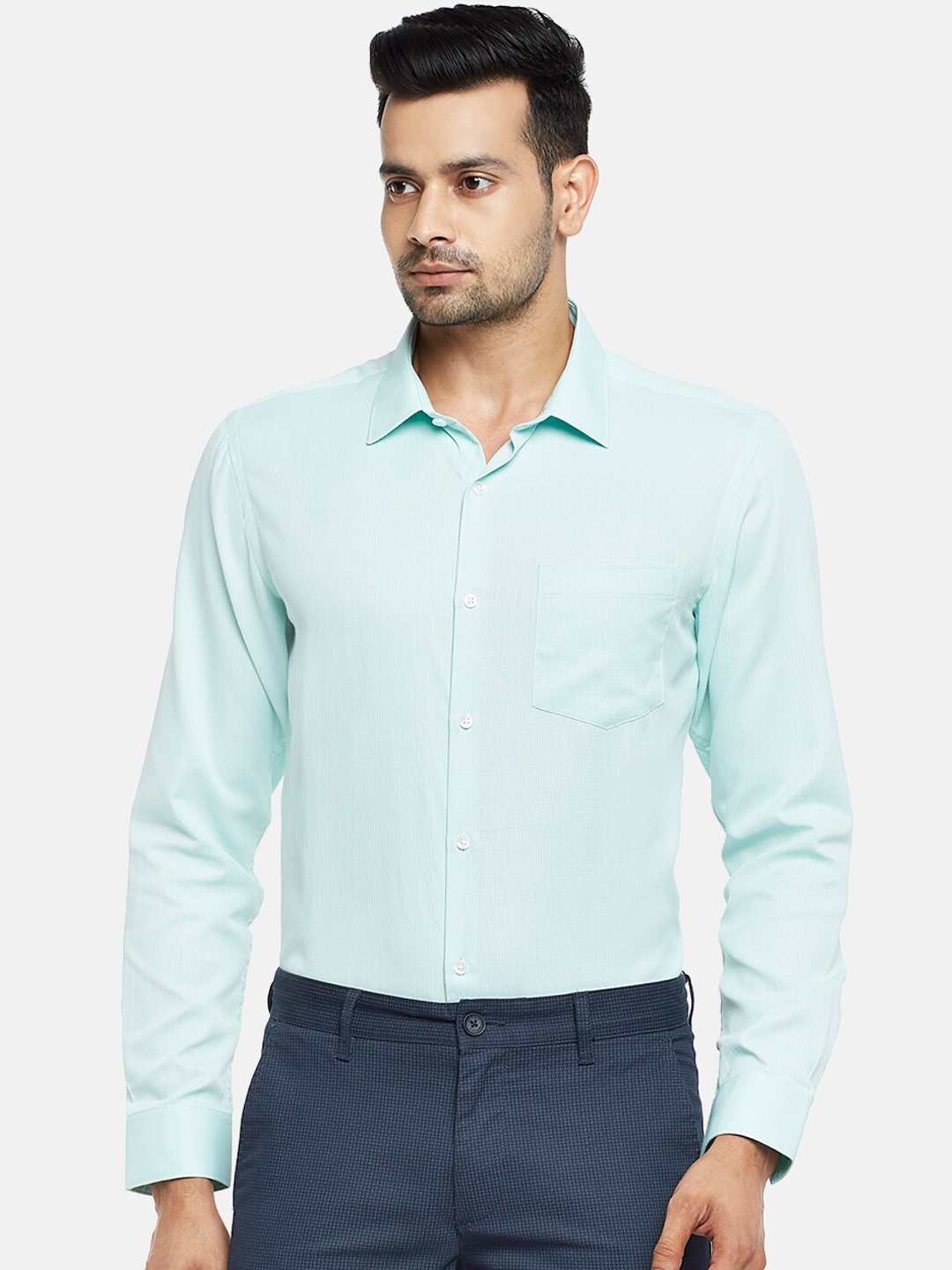 

BYFORD by Pantaloons Men Green Slim Fit Opaque Formal Shirt
