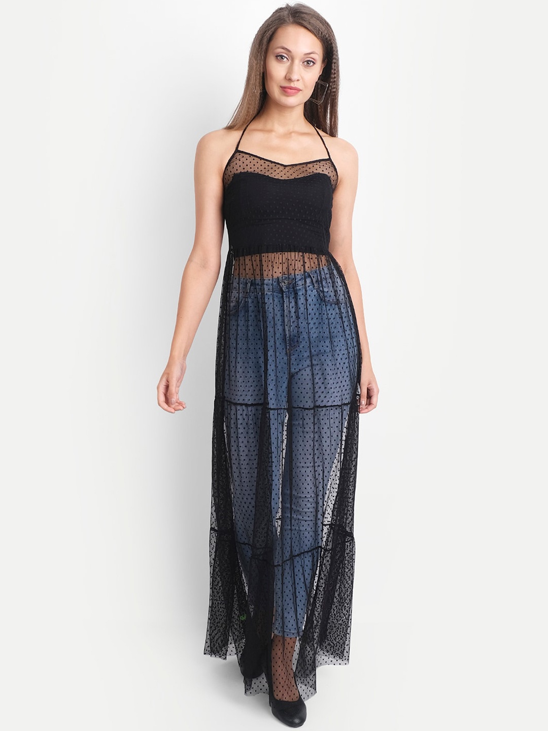 

LY2 Black Sheer Net Maxi Dress