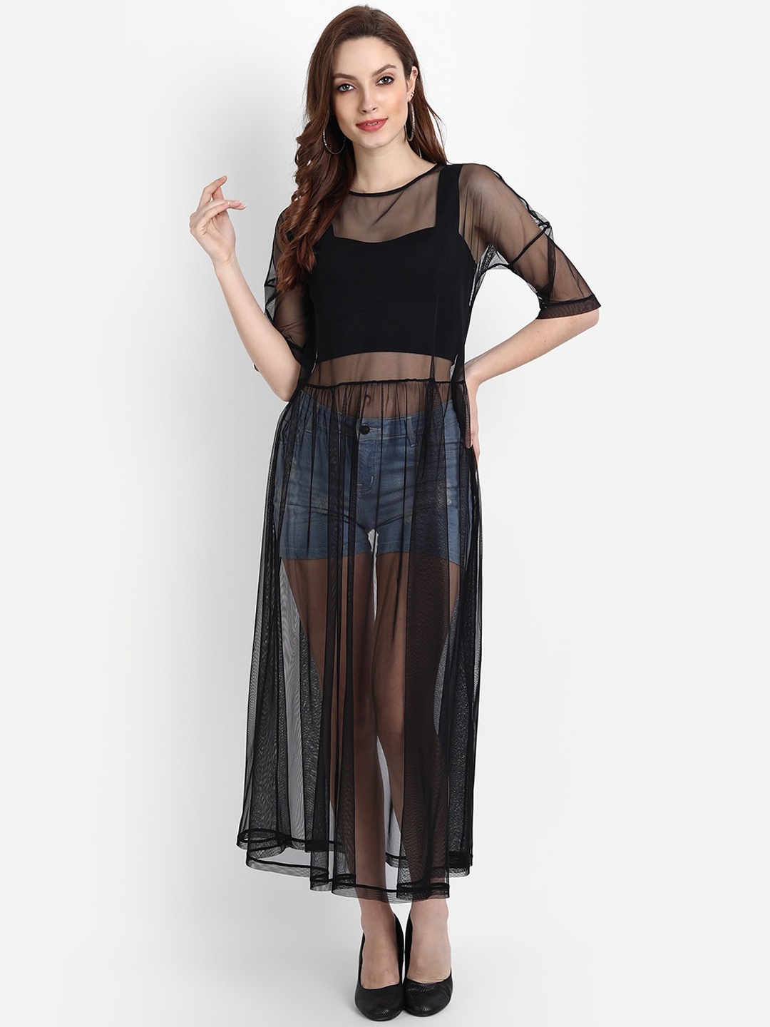 

LY2 Black Net Sheer Maxi Dress