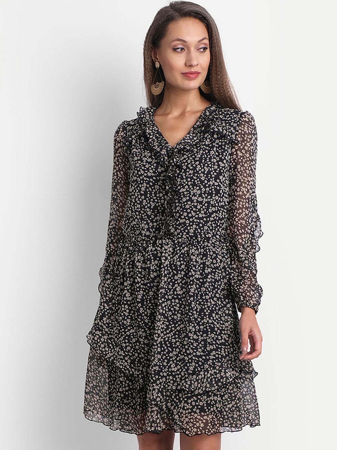 

LY2 Black Floral Chiffon Dress