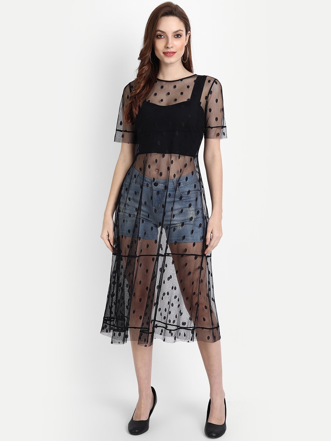

LY2 Black Net Midi Dress